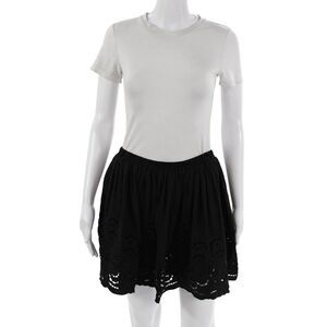 Silvian Heach Women Black A-Line Mini Skirt Polyester Knee Length Size S